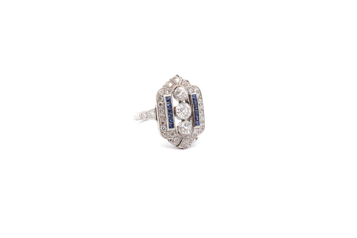 Art Deco Diamond And Sapphire Ring-photo-3