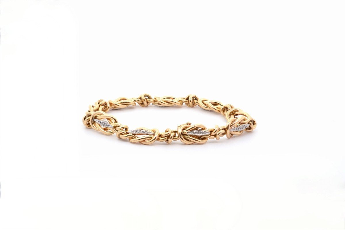 Antique Diamond Bracelet In 18k Yellow Gold-photo-2