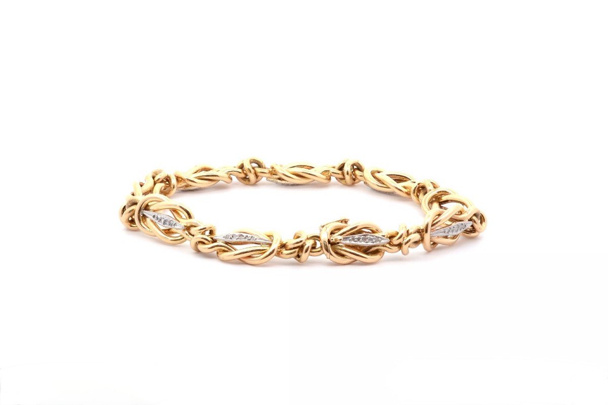 Antique Diamond Bracelet In 18k Yellow Gold