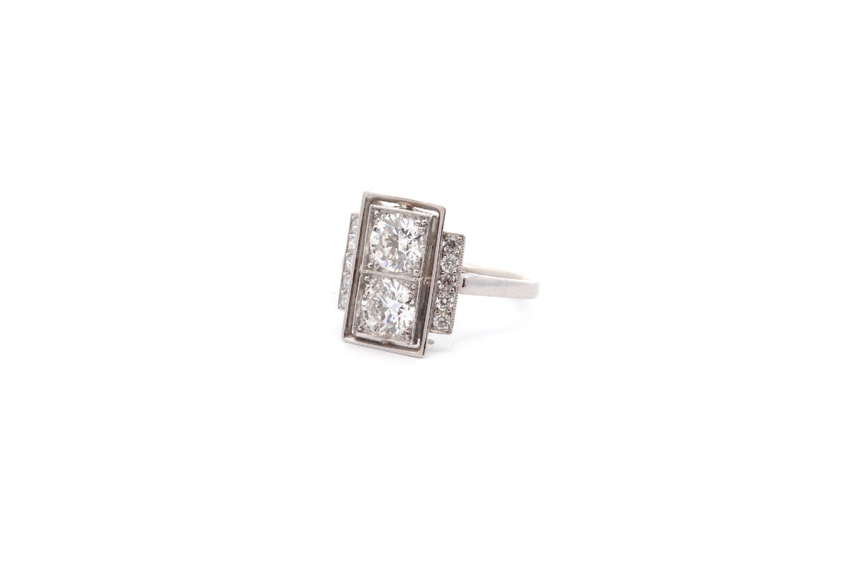 Bague Vintage Diamants En Platine-photo-4