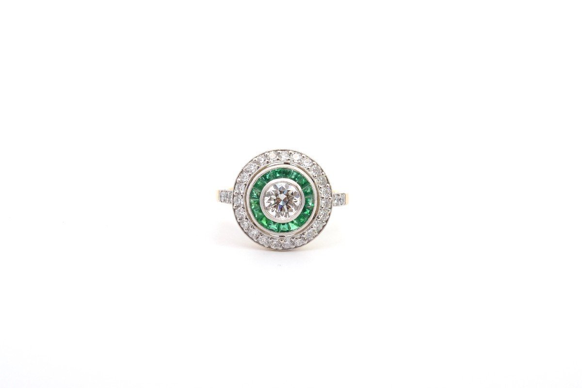 Art Deco Diamond And Emerald Ring-photo-2