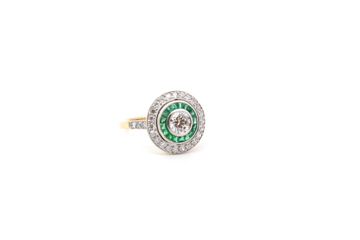 Art Deco Diamond And Emerald Ring-photo-3