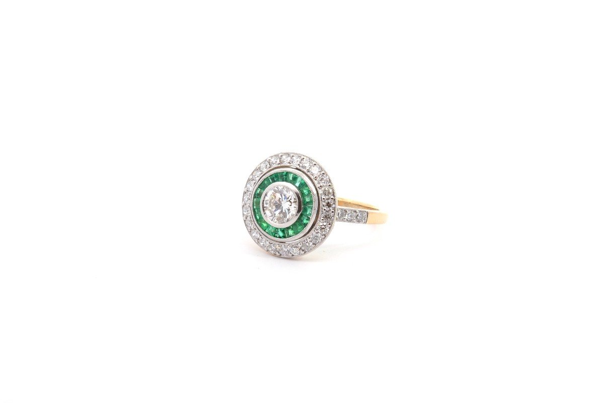 Art Deco Diamond And Emerald Ring-photo-4