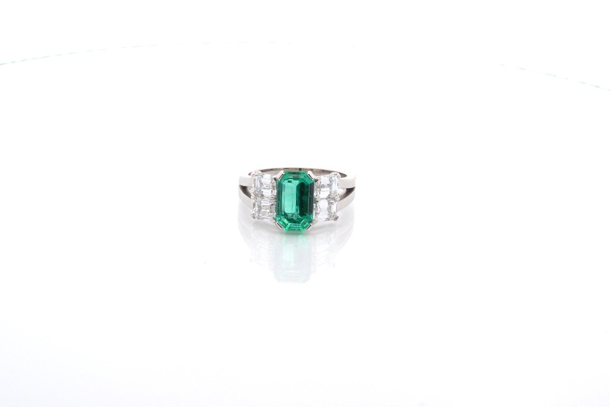 Bague émeraude De Colombie De 2,56cts Et Diamants-photo-2