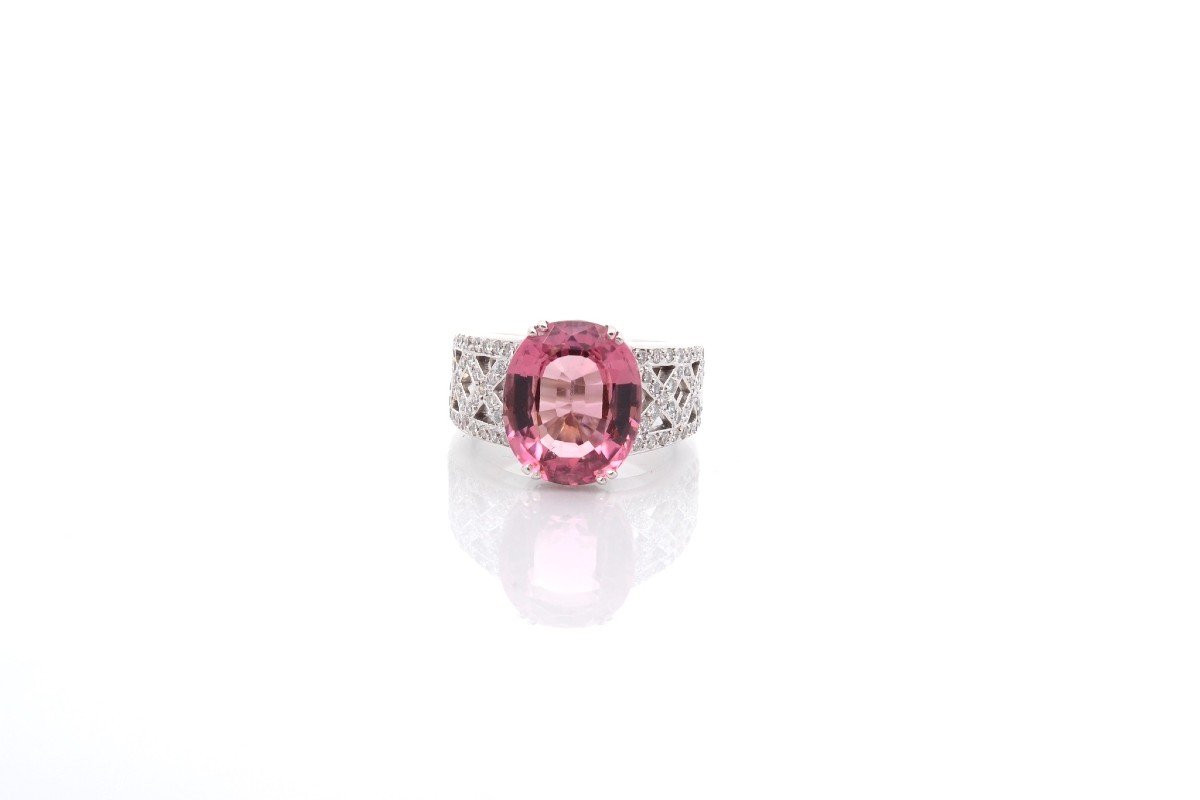 Bague Tourmaline Et Diamants En Or 18k-photo-2