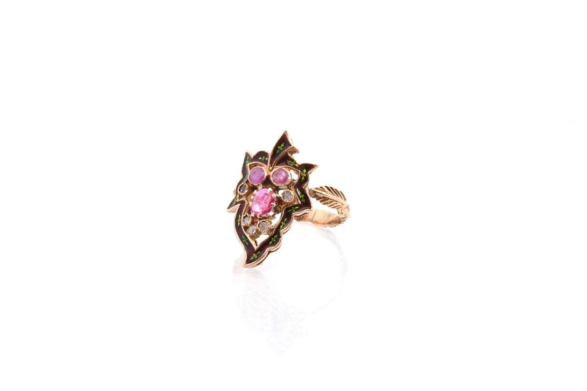 Bague Ancienne Rubis Et Diamants-photo-4