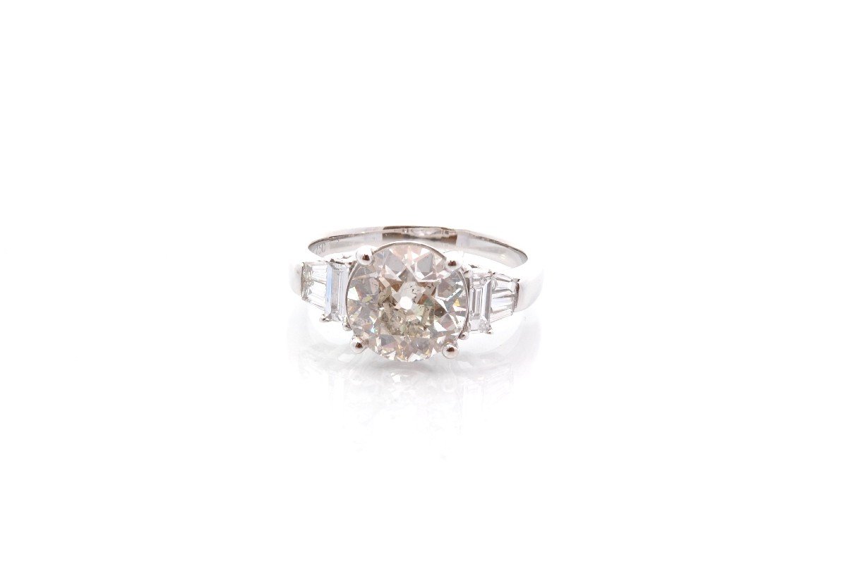  Bague Diamant De 2,66cts J / P1 En Or 18k-photo-2