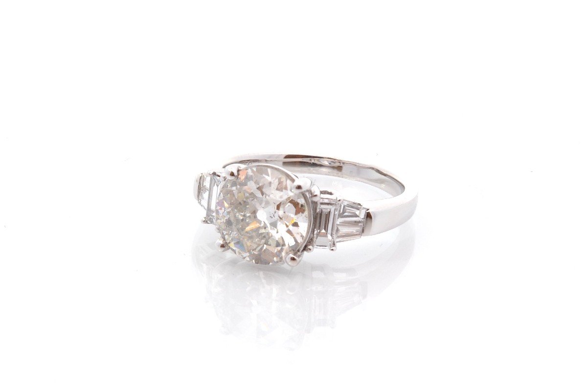  Bague Diamant De 2,66cts J / P1 En Or 18k