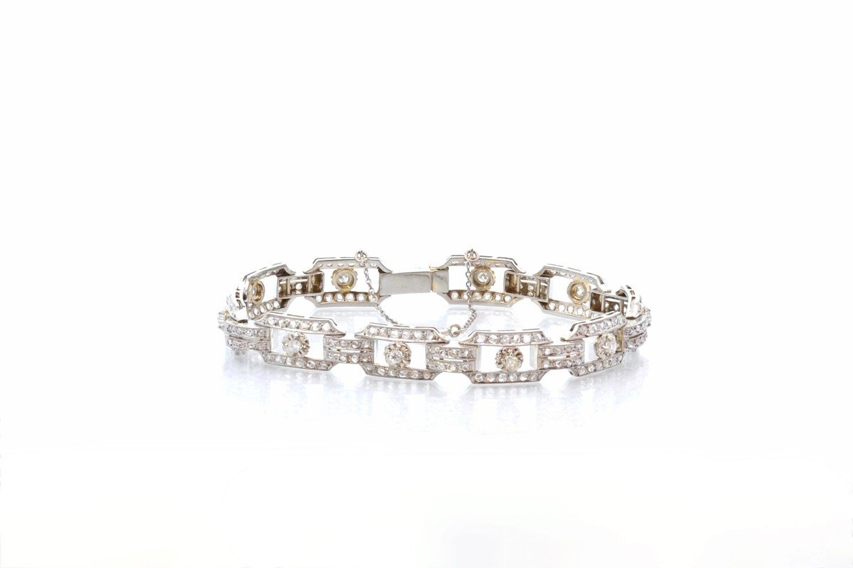 Art Deco Diamond Bracelet In 18k Gold-photo-2