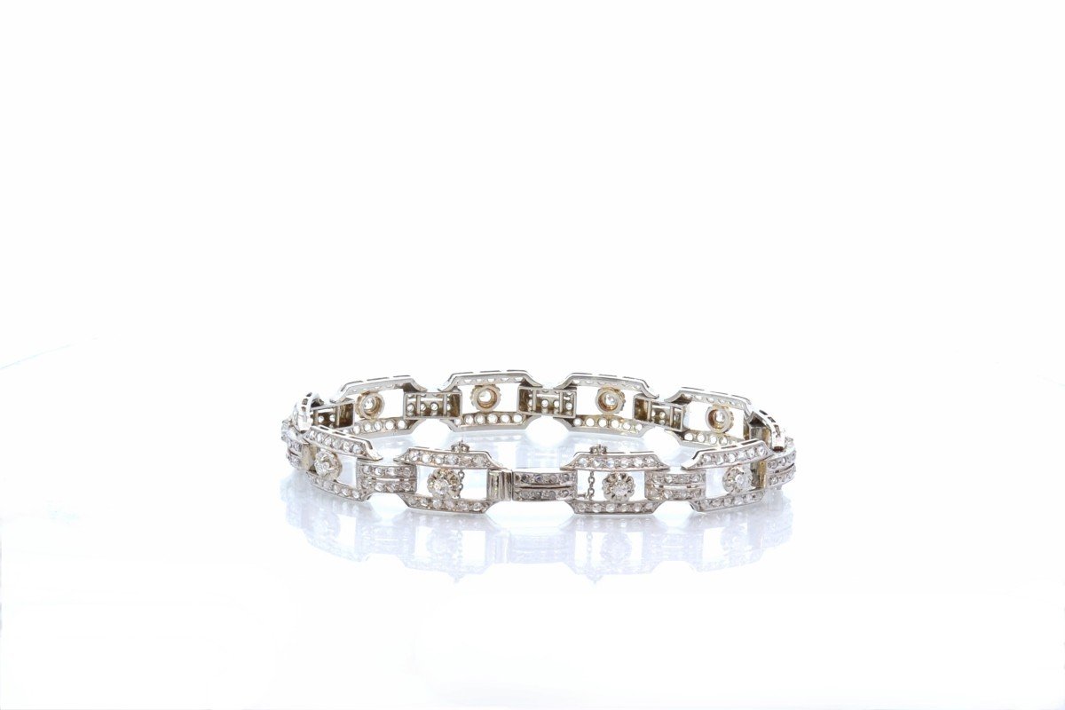 Art Deco Diamond Bracelet In 18k Gold-photo-3