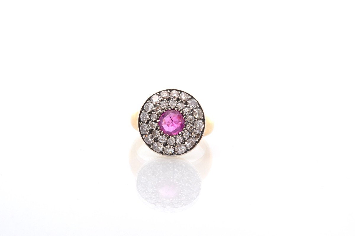 Bague Ancienne 1900 Rubis Et Diamants-photo-2