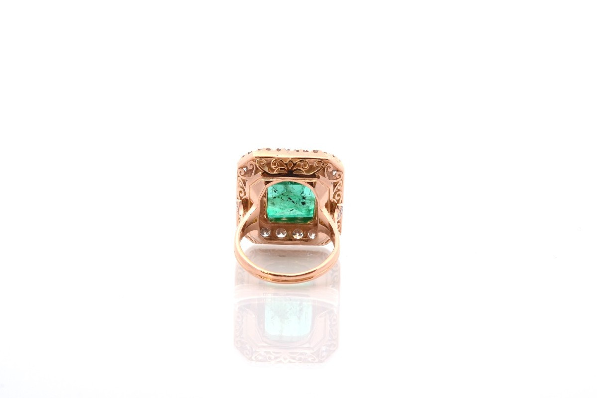 11.99ct Emerald And Diamond Ring In Gold-photo-1