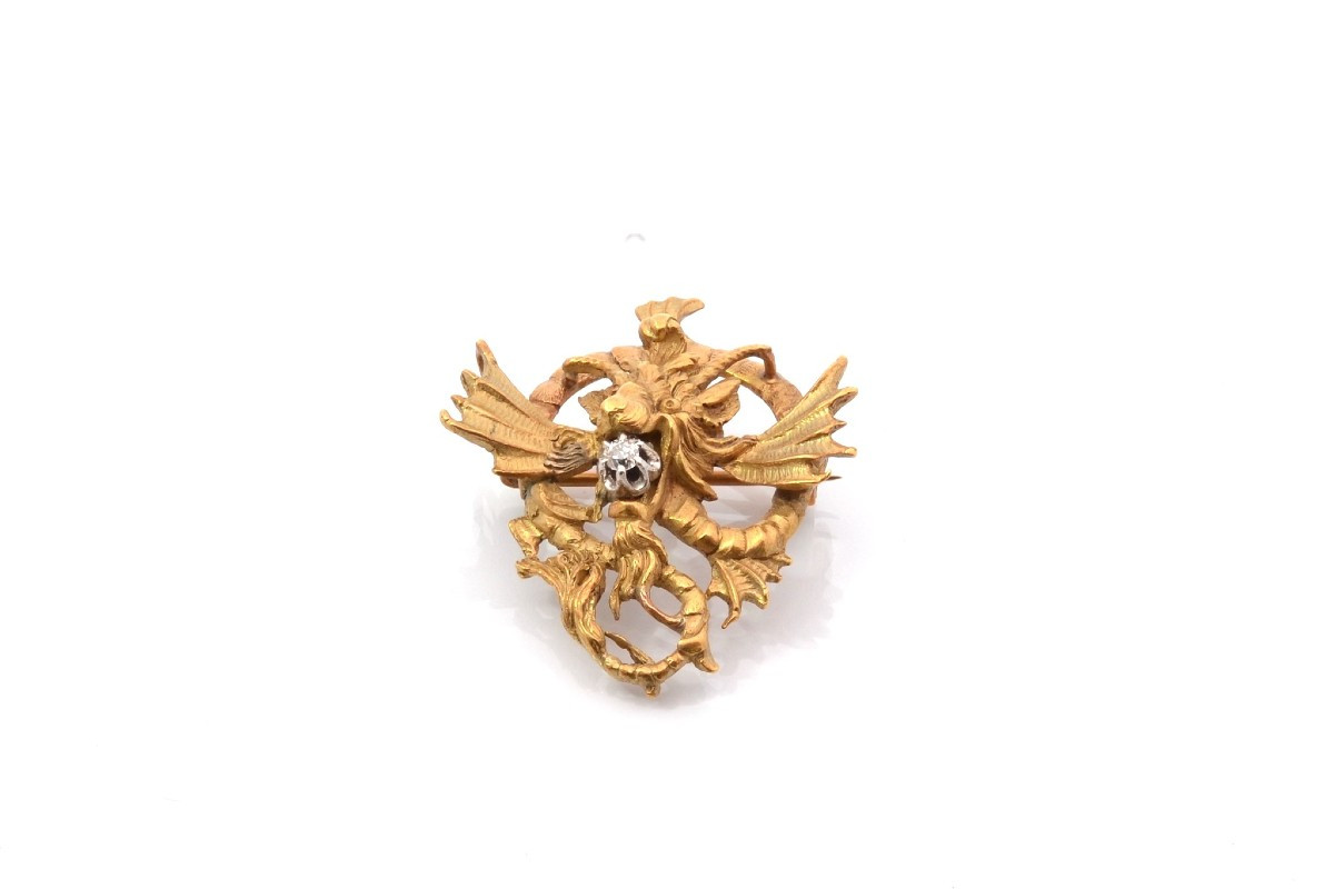 Antique Diamond Brooch In 18k Gold