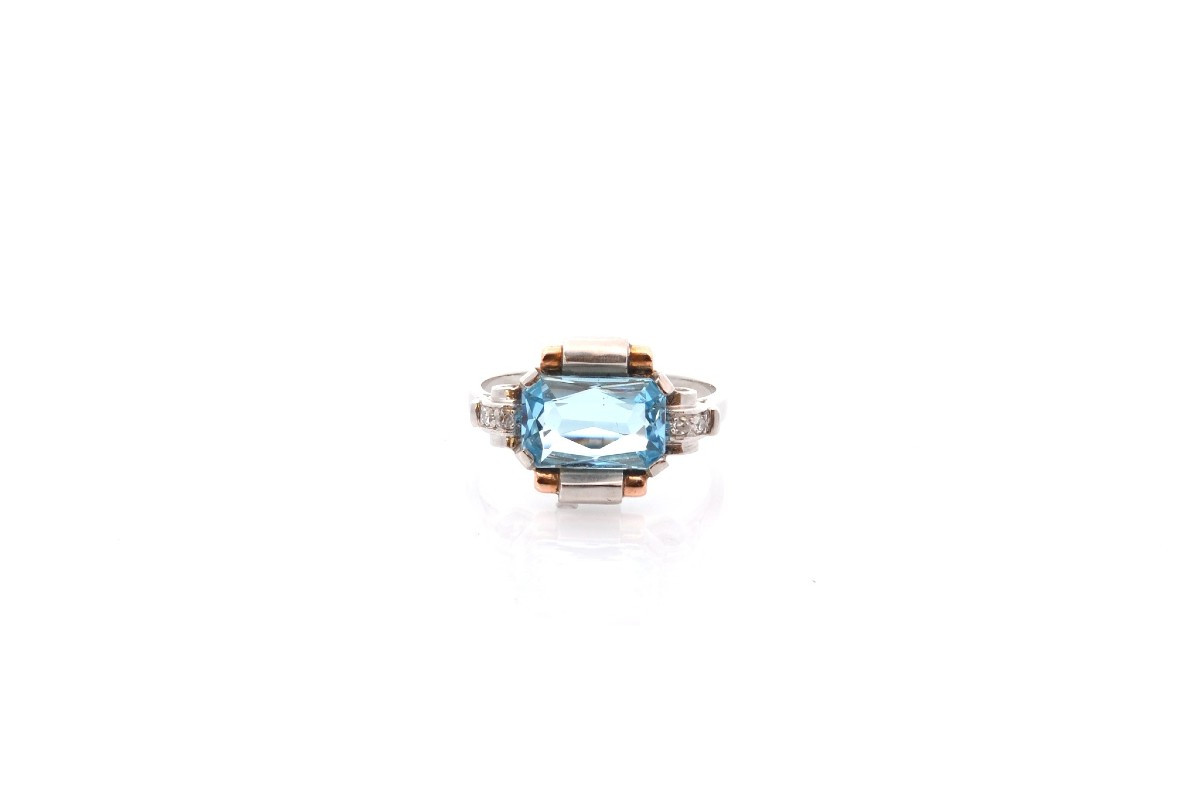 Vintage Aquamarine And Diamond Ring-photo-2