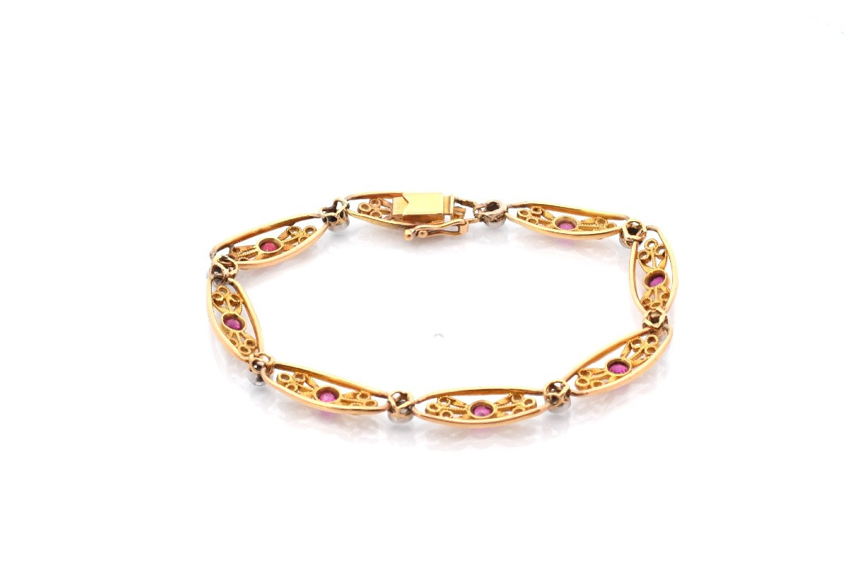 1900 Ruby And Diamond Gold Bracelet-photo-3