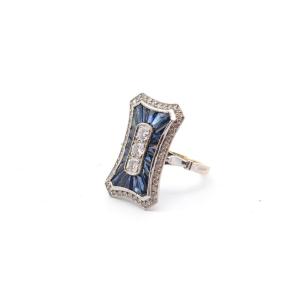 Art Deco Sapphires Diamonds Ring