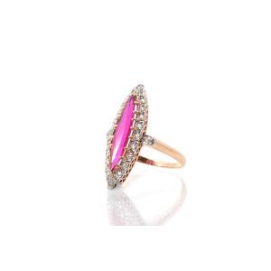 Old Marquise Diamond And Synthetic Ruby Ring