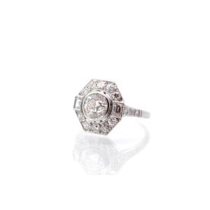 Art Deco Style Ring In Platinum Set With Diamonds