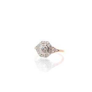 Bague Diamant 0,88 Ct I/si2 En Or Et Platine