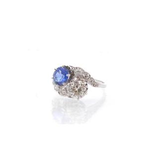 Toi Et Moi 1900 Diamond And Sapphire Ring In Platinum