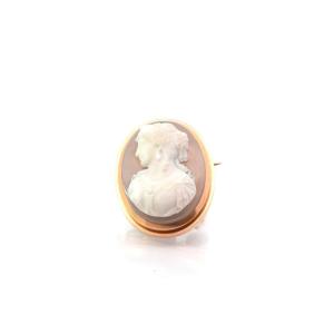 Agate Cameo Pendant Brooch In 18k Gold