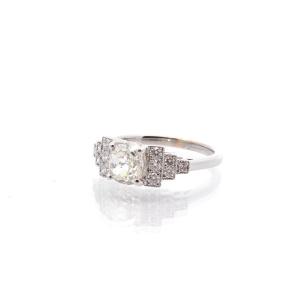 Bague Vintage Diamant 1,19 Cts H/si2 En Or