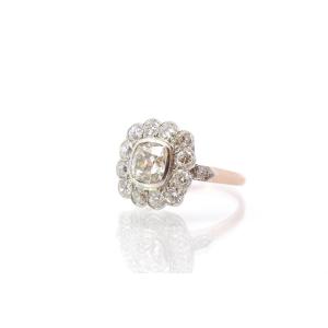 Vintage Marguerite Ring Set With Diamonds