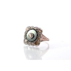 Old 19th Ring Set With Rose Cut Diamonds