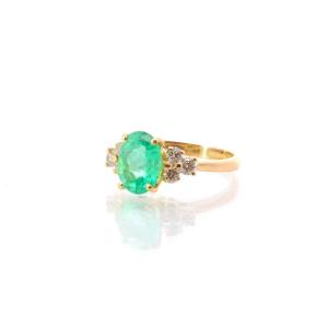 Emerald And Diamond Ring In Yellow Gold