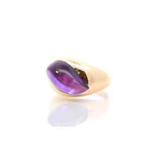 Amethyst Cabochon Ring In 18k Yellow Gold