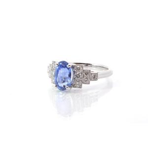 Bague Saphir De Ceylan Et Diamants