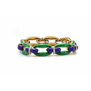 Vintage Enamel And Diamond Bracelet