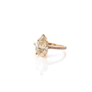 Bague Diamant Poire 3,03cts K/si2 En Or 18k