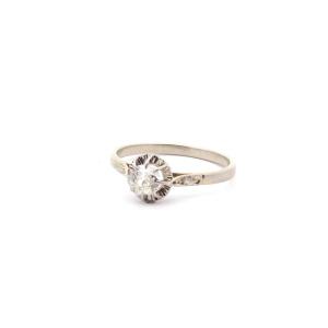 Bague Solitaire Diamant En Or Blanc 18k