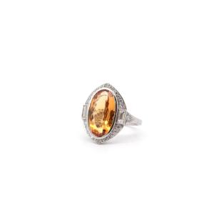 Bague Topaze Naturelle 7,03cts Et Diamants