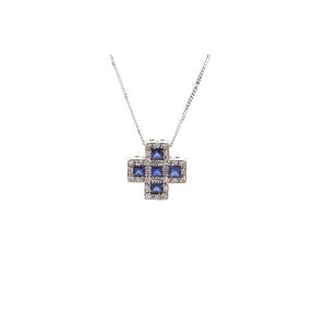 Vintage Sapphire And Diamond Necklace In 18k Gold