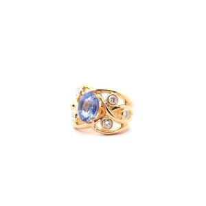 4.47ct Ceylon Sapphire And Diamond Ring In Gold