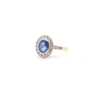 Bague Saphir Ovale 2,02cts Et Diamants