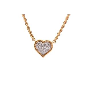 18k Gold And Platinum Diamond Heart Necklace