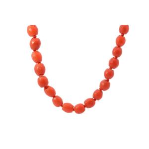 Collier Vintage Corail Et Fermoir En Or 18k