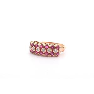 Vintage Ruby And Diamond Ring In 18k Gold