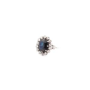 Bague Vintage Saphir Et Diamants En Or 18k