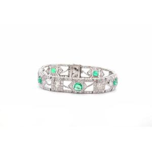 Art Deco Emerald And Diamond Bracelet