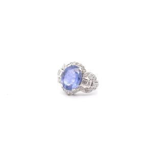 Bague Vintage Saphir De 6,51cts Et Diamants