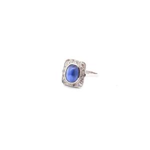 Vintage Cabochon Sapphire And Diamond Ring