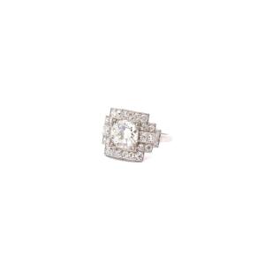 Bague Art Déco Diamant H/vvs2 De 1,85cts