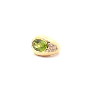 Vintage Peridot And Diamond Ring In 18k Gold