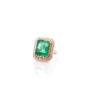 11.99ct Emerald And Diamond Ring In Gold