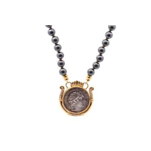 Gold And Antique Coin Pendant Necklace