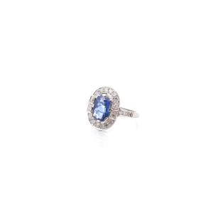 Bague Saphir De 2,20cts Et Diamants